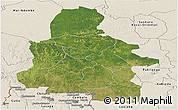 Satellite Panoramic Map of Kasai-Occidental, shaded relief outside