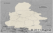 Shaded Relief Panoramic Map of Kasai-Occidental, darken, desaturated