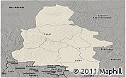 Shaded Relief Panoramic Map of Kasai-Occidental, darken, semi-desaturated