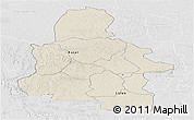 Shaded Relief Panoramic Map of Kasai-Occidental, lighten, desaturated