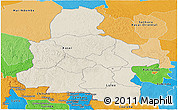 Shaded Relief Panoramic Map of Kasai-Occidental, political outside