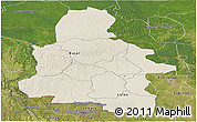 Shaded Relief Panoramic Map of Kasai-Occidental, satellite outside