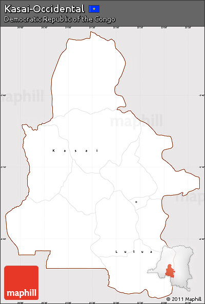 Classic Style Simple Map of Kasai-Occidental, cropped outside