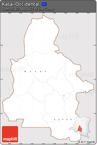 Classic Style Simple Map of Kasai-Occidental, cropped outside