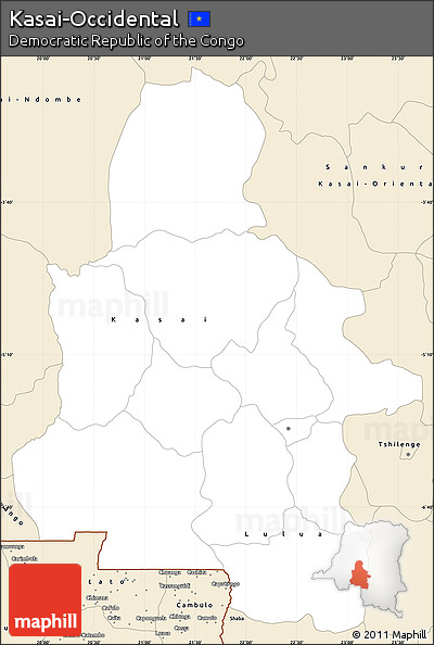 Classic Style Simple Map of Kasai-Occidental