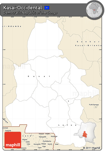 Classic Style Simple Map of Kasai-Occidental