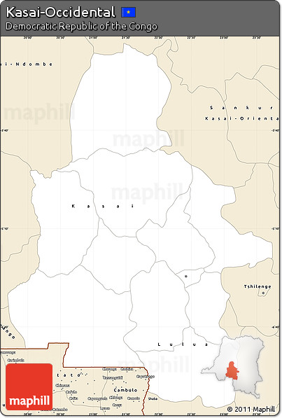Classic Style Simple Map of Kasai-Occidental