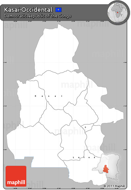 Gray Simple Map of Kasai-Occidental, single color outside