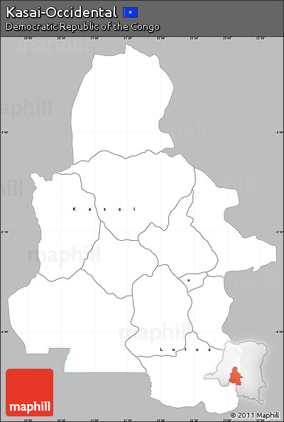 Gray Simple Map of Kasai-Occidental, single color outside