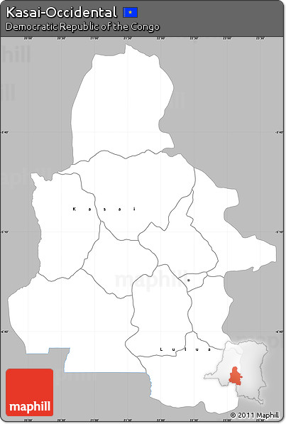 Gray Simple Map of Kasai-Occidental, single color outside