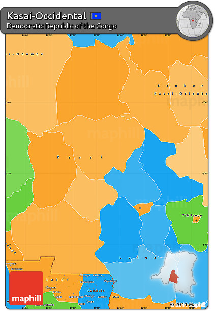 Political Simple Map of Kasai-Occidental
