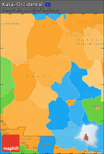 Political Simple Map of Kasai-Occidental