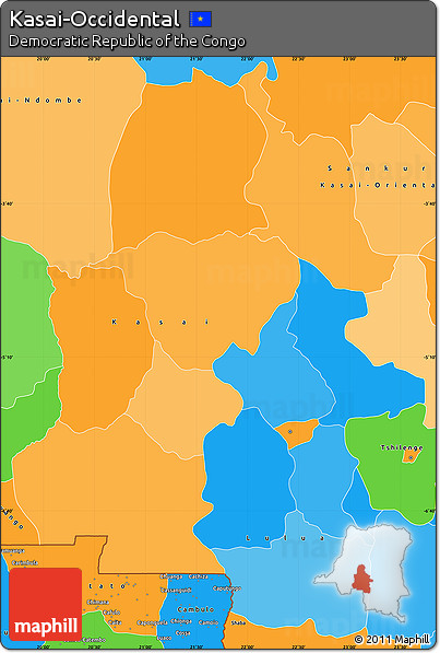 Political Simple Map of Kasai-Occidental
