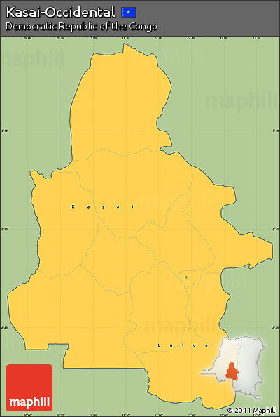 Savanna Style Simple Map of Kasai-Occidental, cropped outside