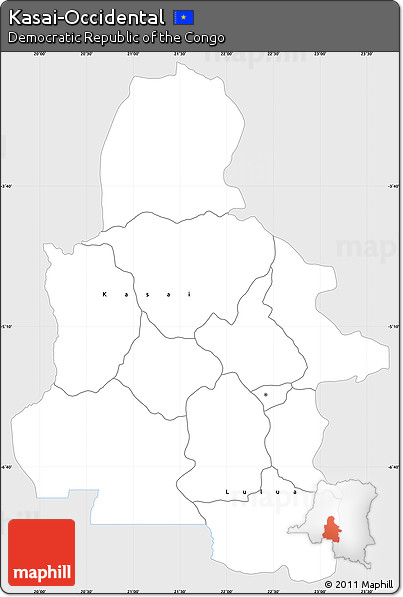 Silver Style Simple Map of Kasai-Occidental, single color outside