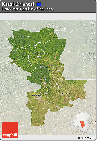 Satellite 3D Map of Kasai-Oriental, lighten