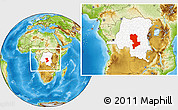 Physical Location Map of Kasai-Oriental, highlighted country, within the entire country