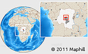 Shaded Relief Location Map of Lomela, highlighted country, highlighted grandparent region, within the entire country