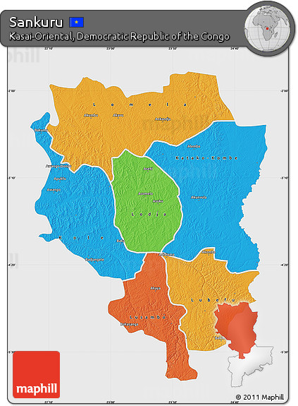 Political Map of Sankuru, single color outside