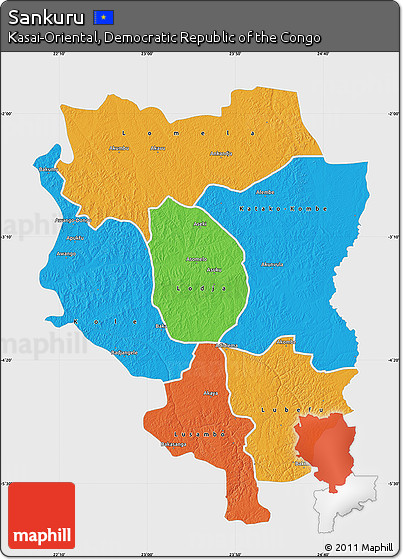 Political Map of Sankuru, single color outside