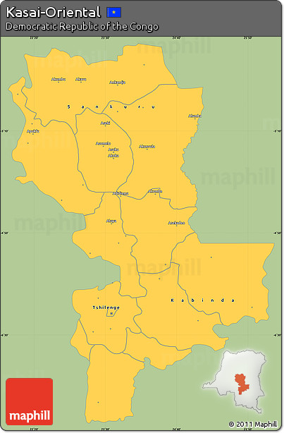 Savanna Style Simple Map of Kasai-Oriental, single color outside