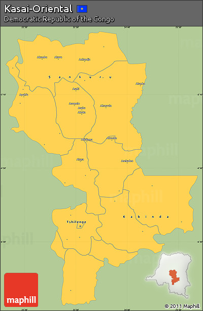 Savanna Style Simple Map of Kasai-Oriental, single color outside