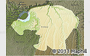 Physical 3D Map of Kinshasa, darken