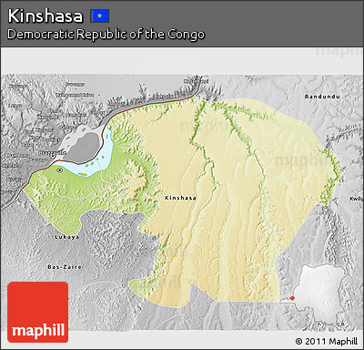 Physical 3D Map of Kinshasa, desaturated