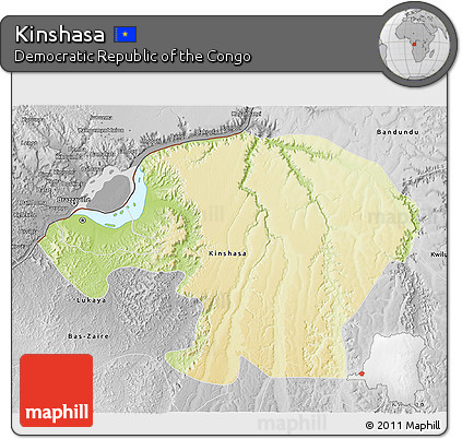 Physical 3D Map of Kinshasa, desaturated