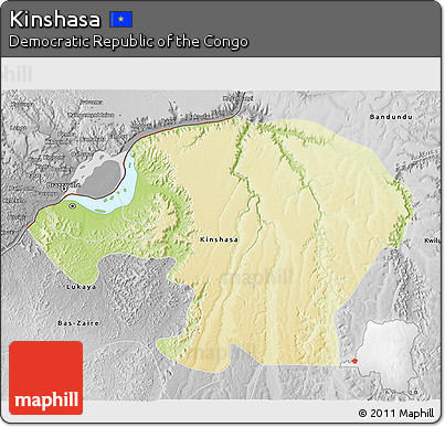 Physical 3D Map of Kinshasa, desaturated