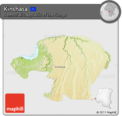 Physical 3D Map of Kinshasa, single color outside