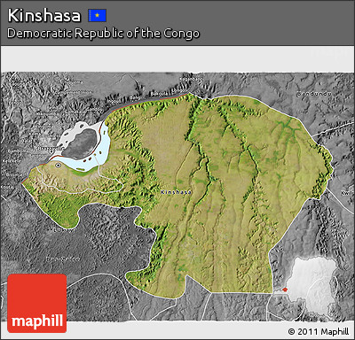 Satellite 3D Map of Kinshasa, desaturated