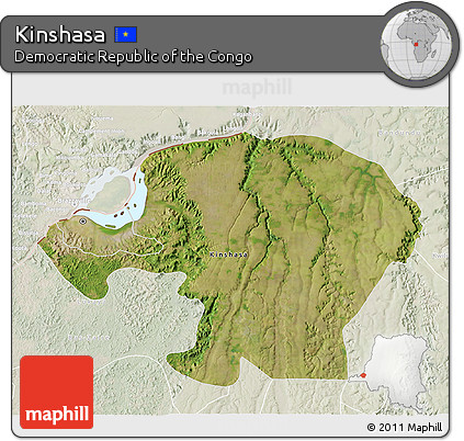 Satellite 3D Map of Kinshasa, lighten