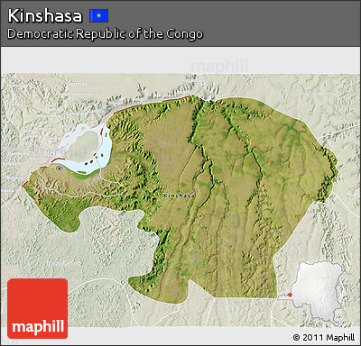 Satellite 3D Map of Kinshasa, lighten