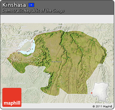 Satellite 3D Map of Kinshasa, lighten