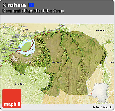 Satellite 3D Map of Kinshasa, physical outside