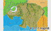 Satellite 3D Map of Kinshasa, political outside