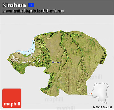 Satellite 3D Map of Kinshasa, single color outside