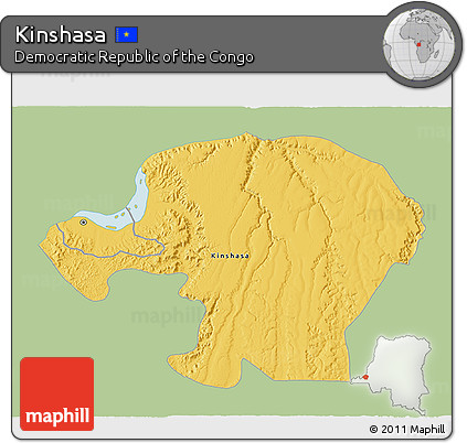 Savanna Style 3D Map of Kinshasa, single color outside