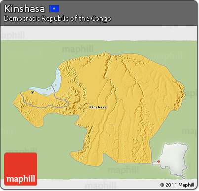 Savanna Style 3D Map of Kinshasa, single color outside