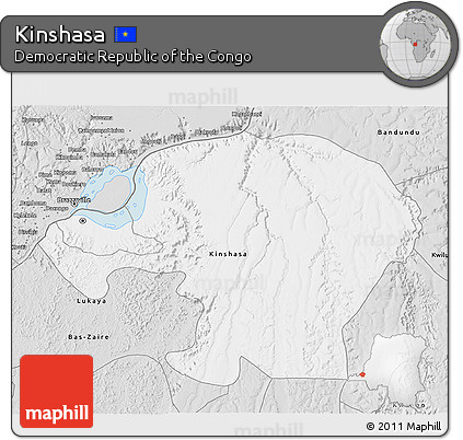 Silver Style 3D Map of Kinshasa
