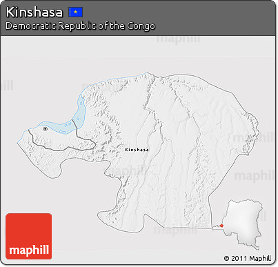 Silver Style 3D Map of Kinshasa, single color outside