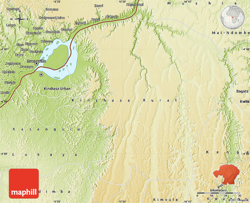 Physical Map of Kinshasa