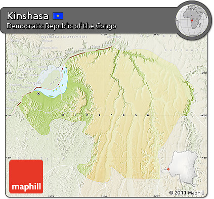Physical Map of Kinshasa, lighten
