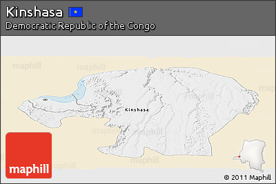 Classic Style Panoramic Map of Kinshasa, single color outside