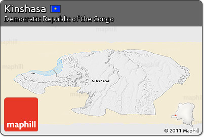 Classic Style Panoramic Map of Kinshasa, single color outside