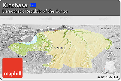 Physical Panoramic Map of Kinshasa, desaturated