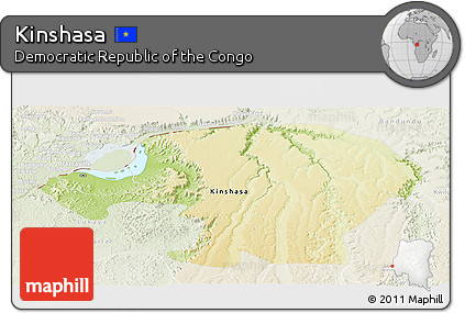 Physical Panoramic Map of Kinshasa, lighten