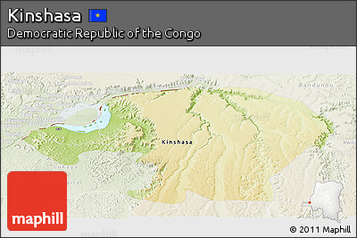 Physical Panoramic Map of Kinshasa, lighten