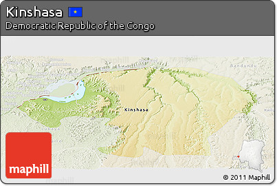 Physical Panoramic Map of Kinshasa, lighten